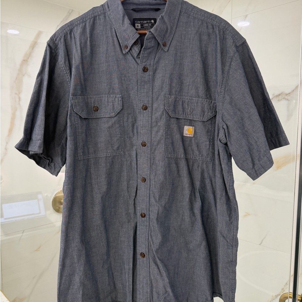 Carhartt Loose Fit Chambray Button Up Shirt XL | Style 104369 TW4369-M